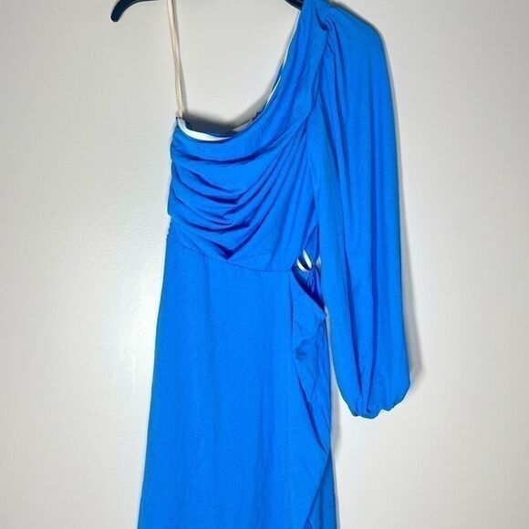 BCBGENERATION One Long Sleeve Bodycon Mini Dress Neck Shirred Bodice azure New4 - Picture 6 of 9